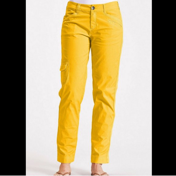 Fresh Produce L NWT Punchy Mango Safari Broadcloth Ankle Stretch Cargo Pants - Picture 1 of 3